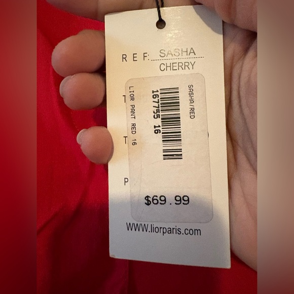 NWT Lior Red Straight Leg Women's Pants. Size 16. - Picture 6 of 8
